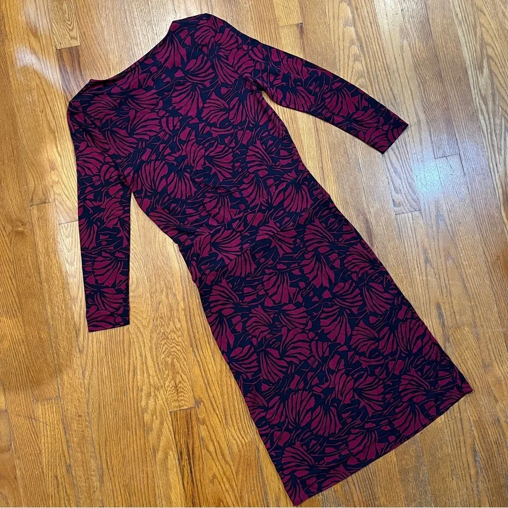 Tory Burch Etta Floral Sheath Dress Navy Fuschia Size Small Knee Length - Picture 10 of 10